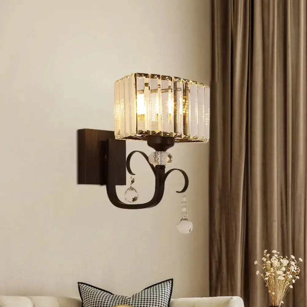 Contemporary Dark Bronze Crystal Sconce Wall Lamp