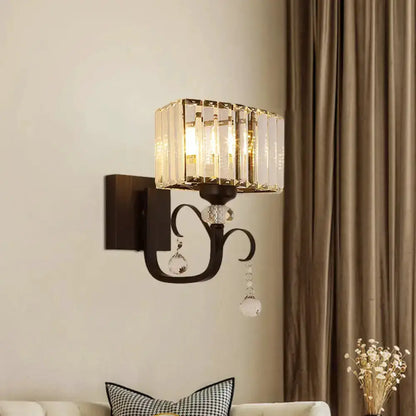 Contemporary Dark Bronze Crystal Sconce Wall Lamp