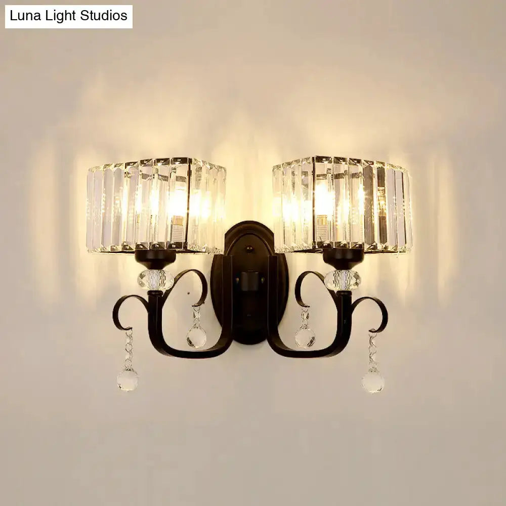 Contemporary Dark Bronze Crystal Sconce Wall Lamp