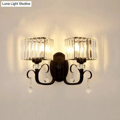 Contemporary Dark Bronze Crystal Sconce Wall Lamp