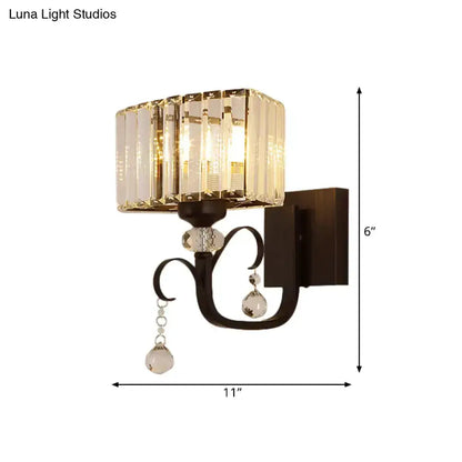Contemporary Dark Bronze Crystal Sconce Wall Lamp