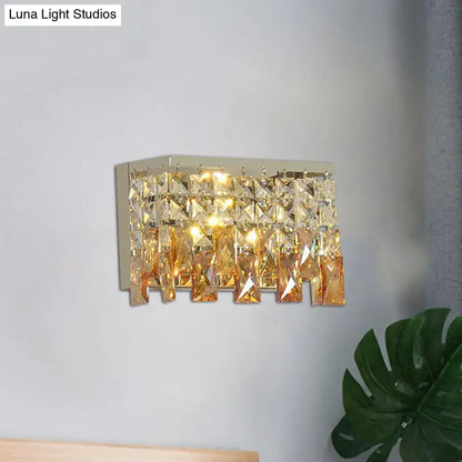Amber LED Crystal Corridor Sconce with amber and clear crystal strands, wall-mounted on Tampa Home & Garden Store