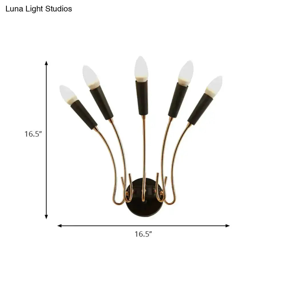 Contemporary Rocket Wall Sconce in Gold and Black