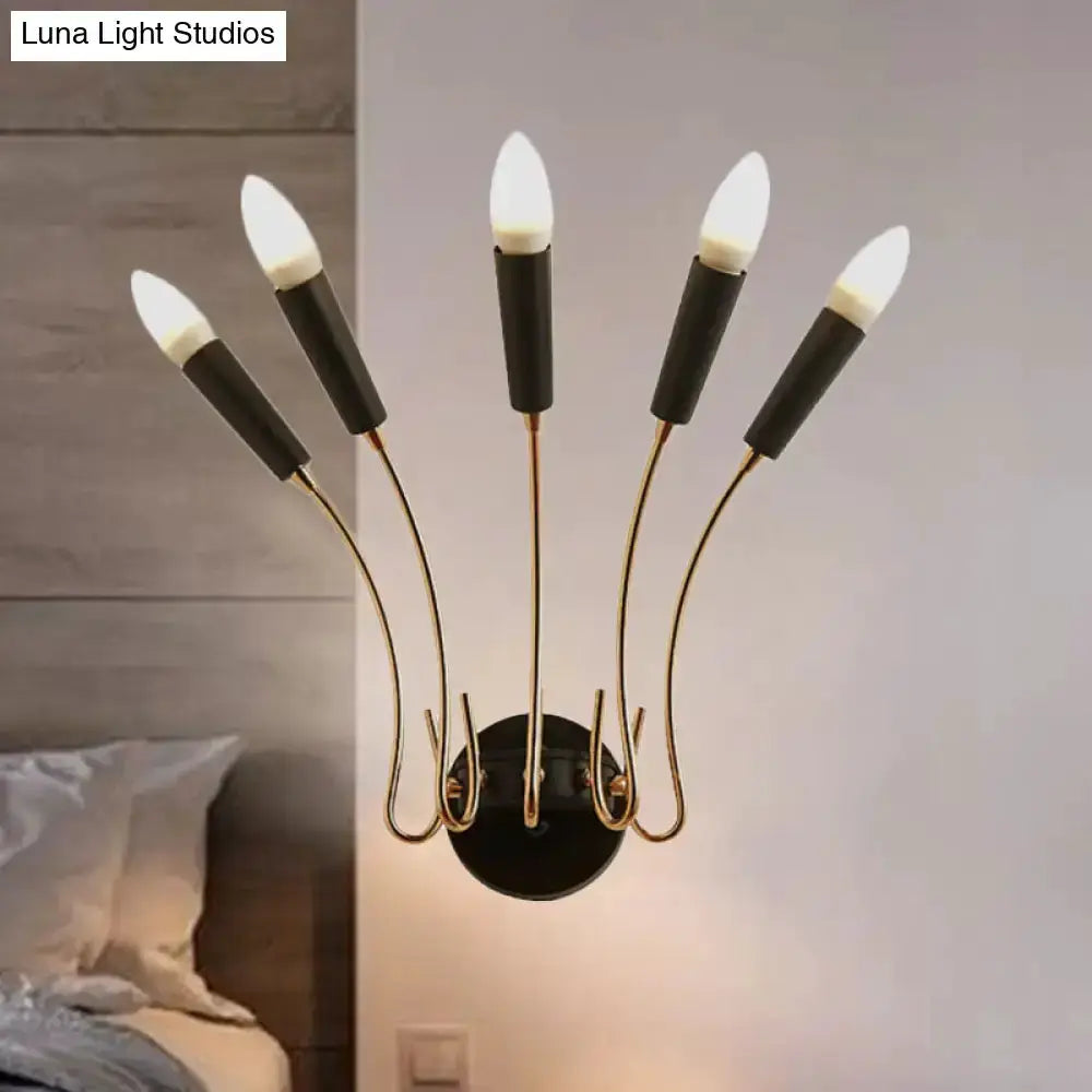 Contemporary Rocket Wall Sconce in Gold and Black