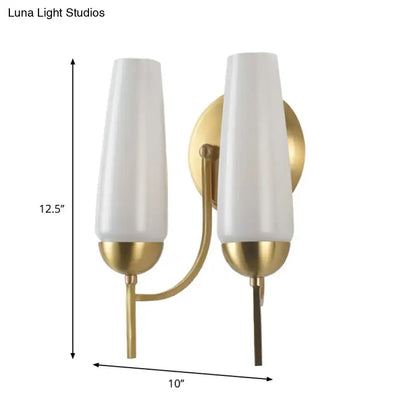 Gold Opal Conical Sconce pair in brass with white opal glass shades by Decorbites on Tampa Home & Garden Store