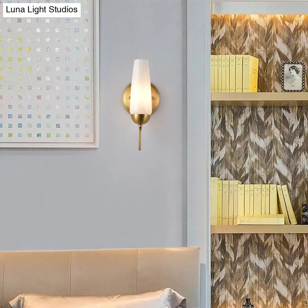 Gold Opal Conical Sconce with brass mount and frosted shade by Decorbites on Tampa Home & Garden Store