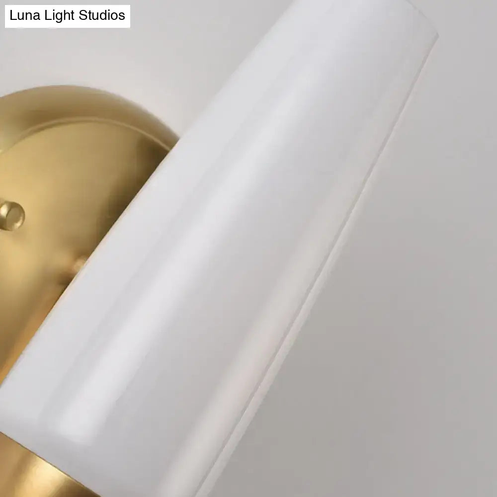Gold Opal Conical Sconce with white glass shade and brass backplate on Tampa Home & Garden Store