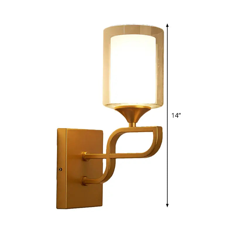 Decorbites Gold Armed Opal Sconce with white opal glass shade and brass finish, 14in tall on Tampa Home & Garden Store