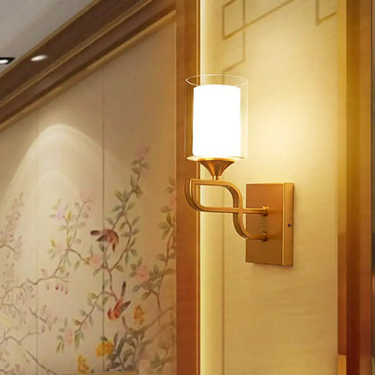 Gold Armed Opal Sconce by Decorbites, gold metal wall light with opal glass shade on Tampa Home & Garden Store