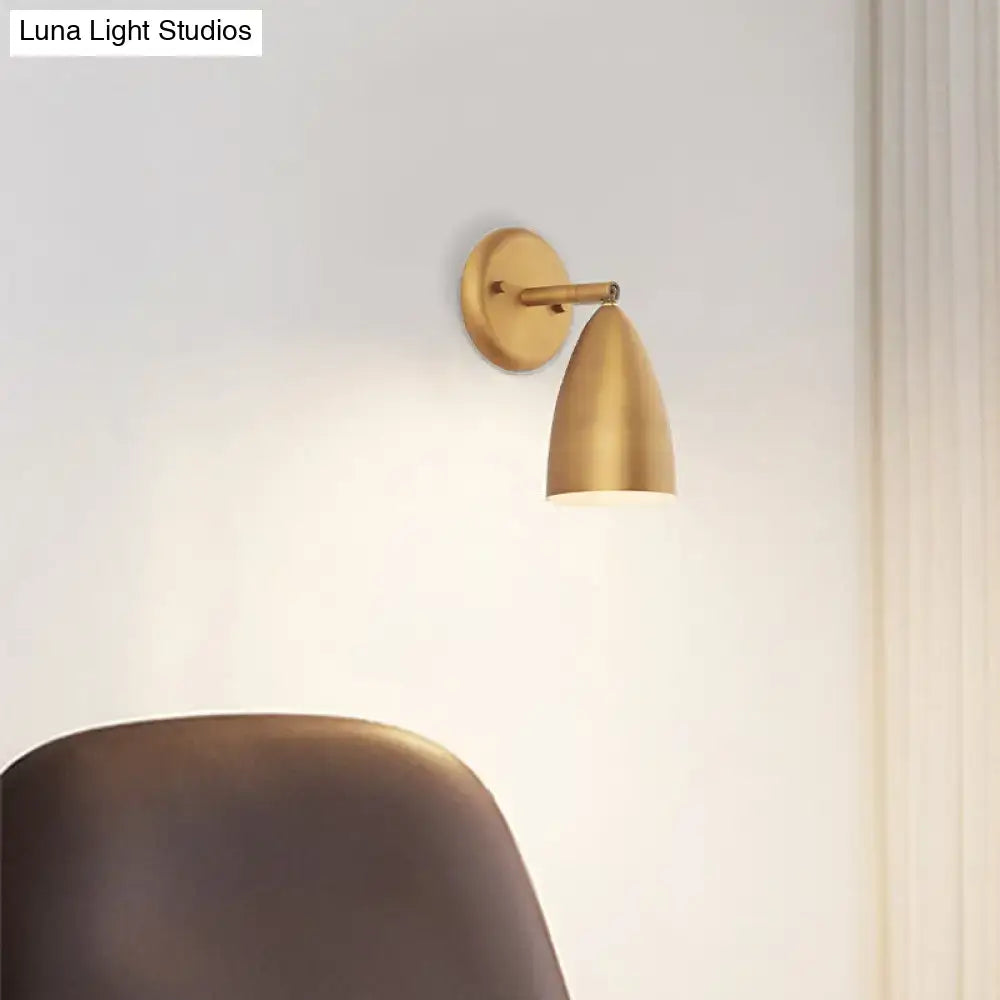 Gold conical elongated dome lamp wall sconce with brass finish by Decorbites on Tampa Home & Garden Store