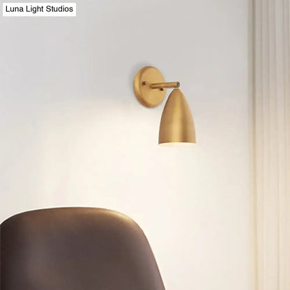 Gold conical elongated dome lamp wall sconce with brass finish by Decorbites on Tampa Home & Garden Store