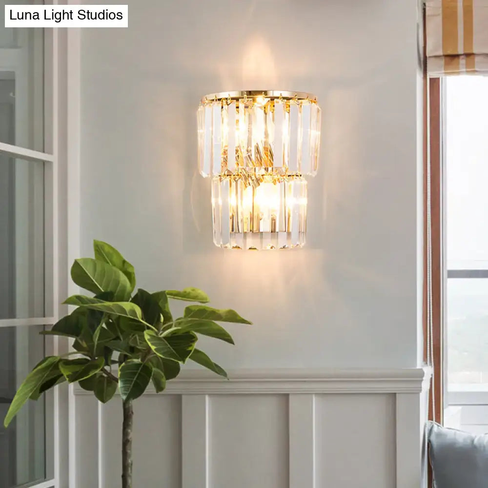 Gold crystal block lamp two-tier dining room light by Decorbites on Tampa Home & Garden Store