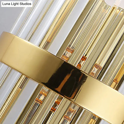 Gold Crystal Cylinder Lamp with glass rod accents and brass band by Decorbites on Tampa Home & Garden Store