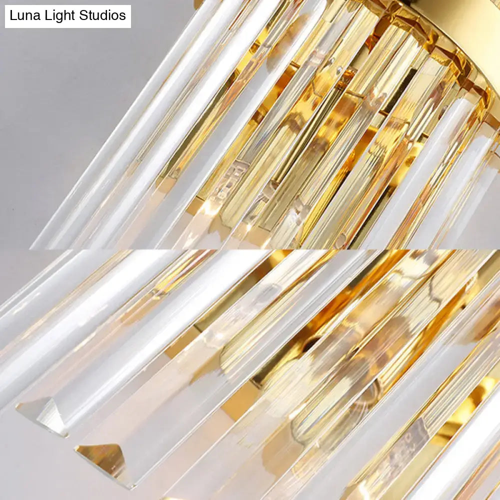 Gold crystal cylinder lamp with clear prisms and gold-tone accents Luna Light Studios on Tampa Home & Garden Store
