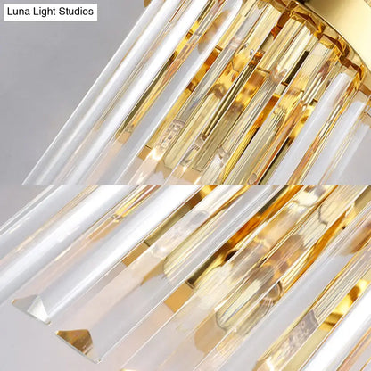 Gold crystal cylinder lamp with clear prisms and gold-tone accents Luna Light Studios on Tampa Home & Garden Store