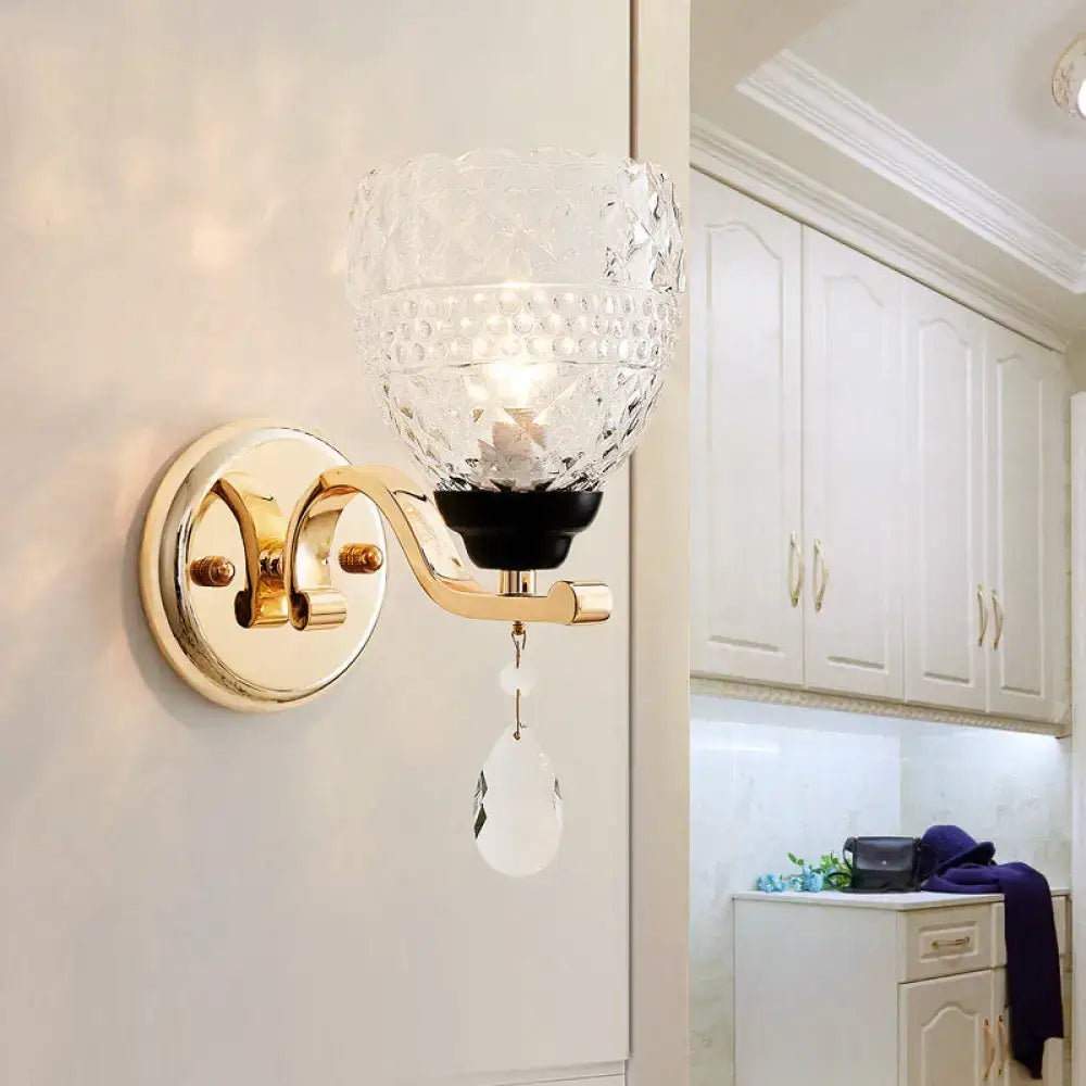 Chrome Teardrop Wall Sconce with crystal shade, dimmable glow by Decorbites on Tampa Home & Garden Store