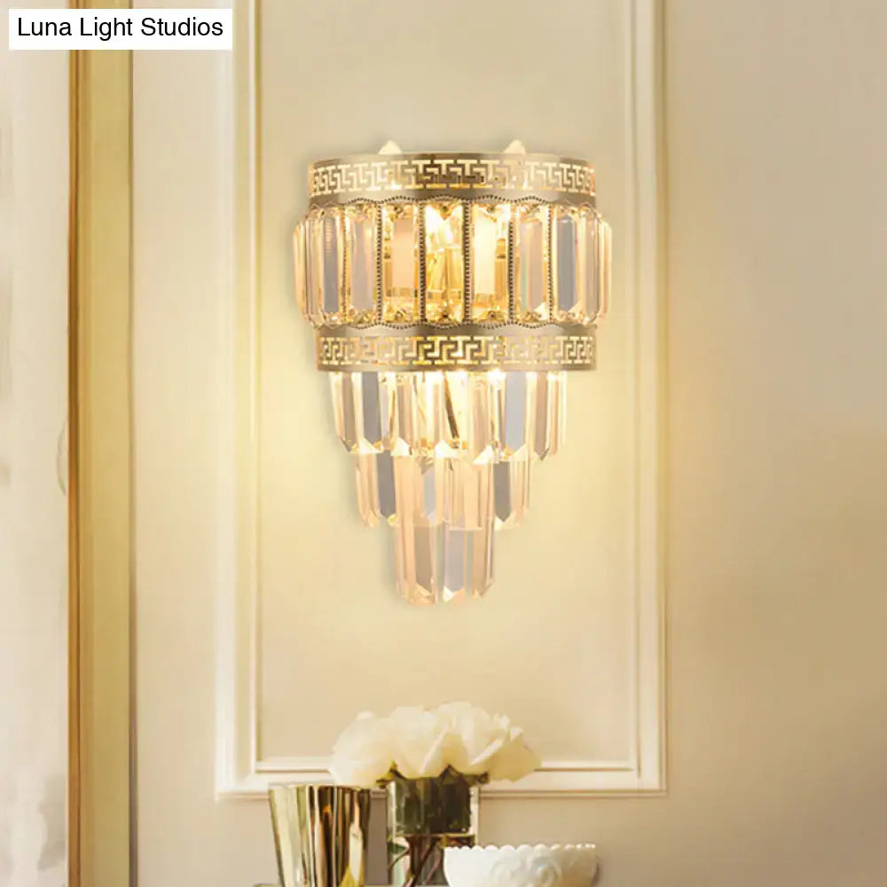 Gold Crystal Key Wall Lamp by Decorbites, gold finish wall sconce with crystal prisms on Tampa Home & Garden Store