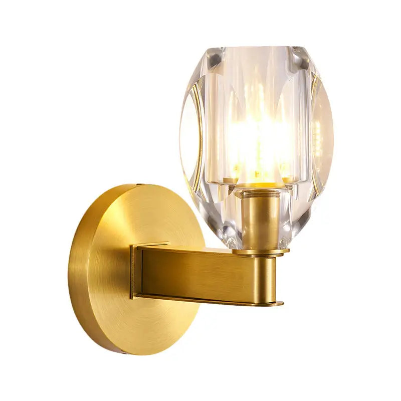 Gold Crystal Ball Wall Light wall sconce with brass finish and crystal shade Decorbites on Tampa Home & Garden Store