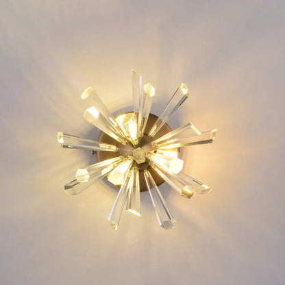 Gold crystal Sputnik sconce by Decorbites with sunburst glass prisms wall light on Tampa Home & Garden Store