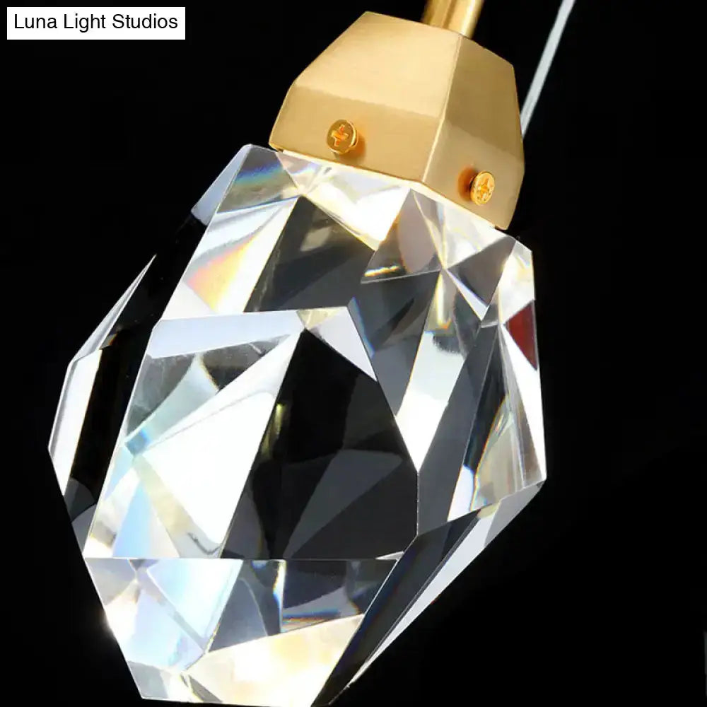 Gold Crystal Stone Pendant Light for Dining Room