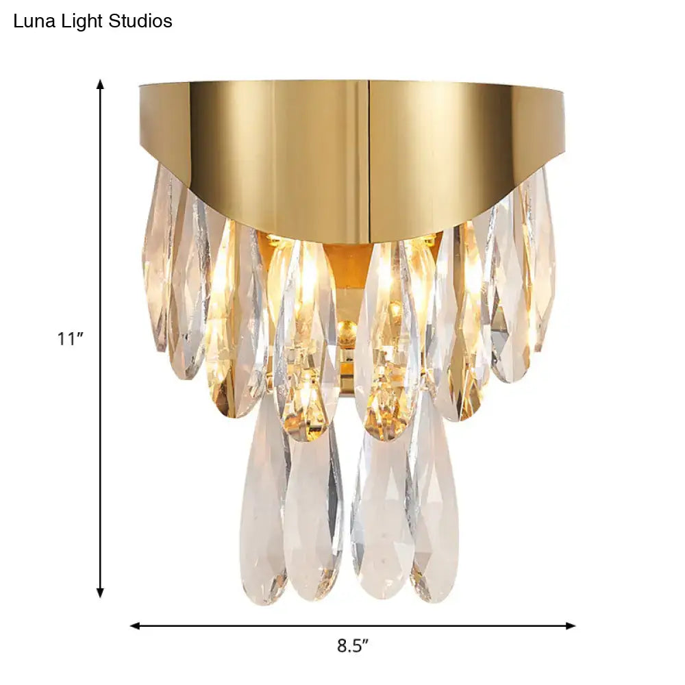 Gold crystal teardrop sconce by Decorbites with gold canopy and prisms on Tampa Home & Garden Store on Tampa Home & Garden Store