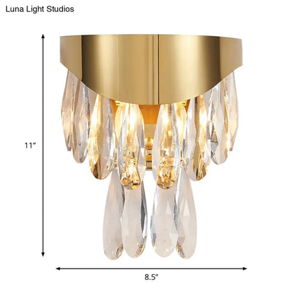Gold crystal teardrop sconce by Decorbites with gold canopy and prisms on Tampa Home & Garden Store on Tampa Home & Garden Store