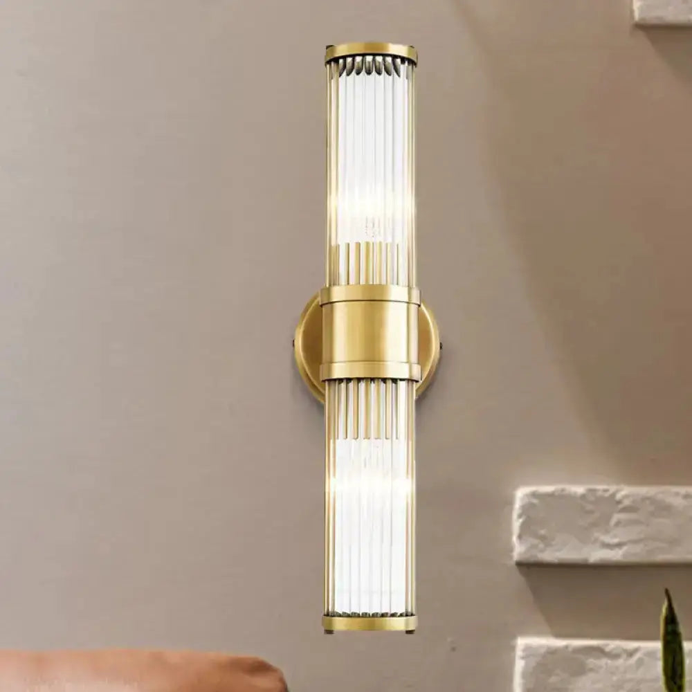 Contemporary gold crystal wall sconce light fixture by Decorbites with vertical glass tubes on Tampa Home & Garden Store