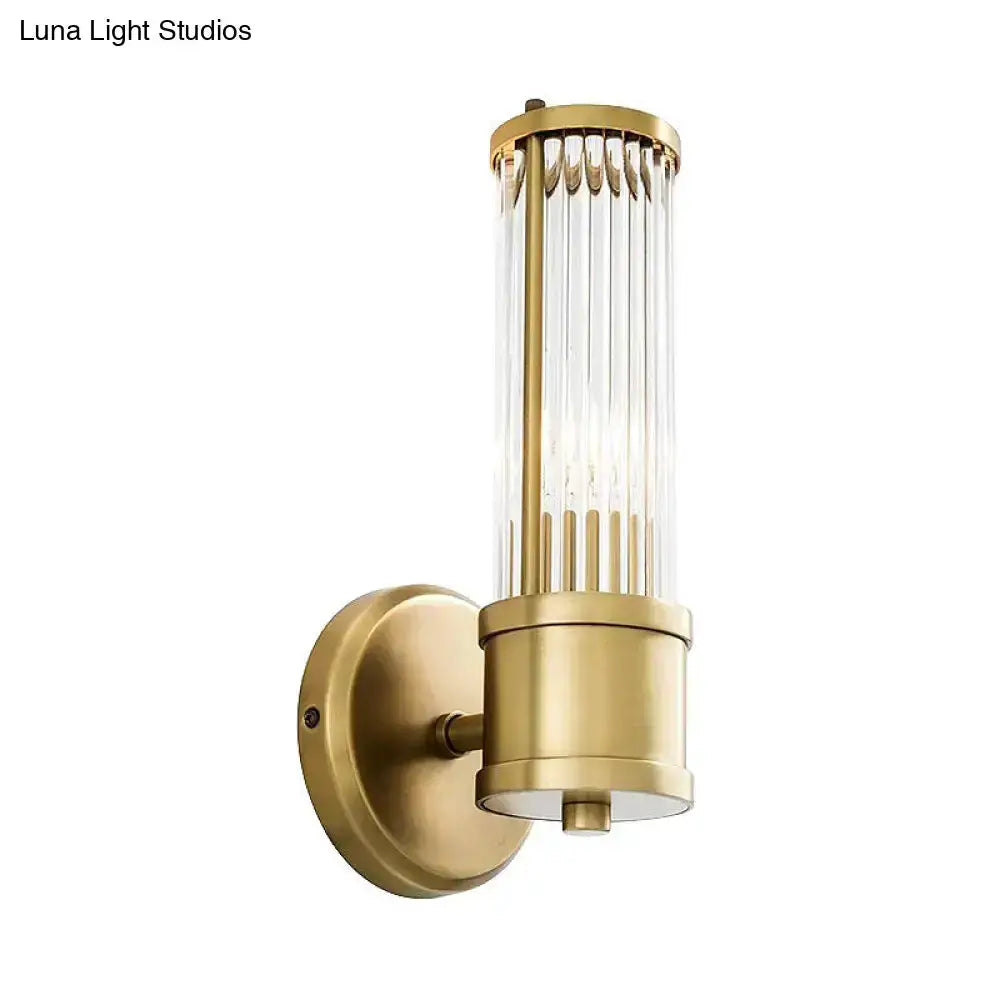 Contemporary gold crystal wall sconce with glass crystals and brass finish by Decorbites on Tampa Home & Garden Store