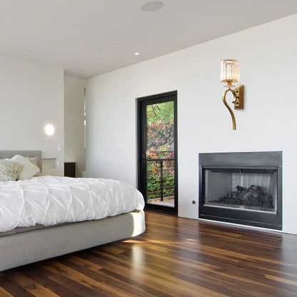 Gold Cylinder Crystal Light Intricate Design wall sconce with crystal shade by Decorbites on Tampa Home & Garden Store