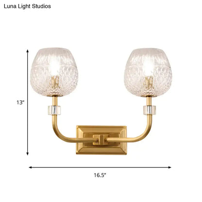 Decorbites Gold Dome Lattice Light wall sconce, brass finish, two glass lattice shades on Tampa Home & Garden Store