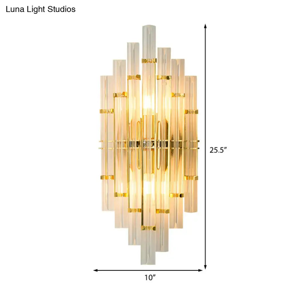 Gold crystal tube sconce Direct-Wired by Decorbites with glass tubes, 25.5in tall 10in wide on Tampa Home & Garden Store