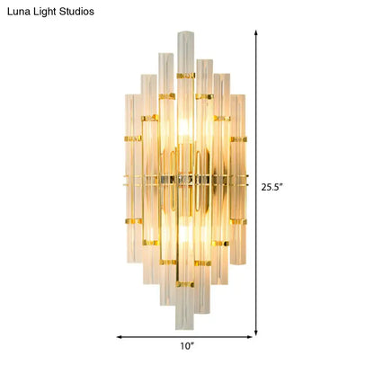 Gold crystal tube sconce Direct-Wired by Decorbites with glass tubes, 25.5in tall 10in wide on Tampa Home & Garden Store