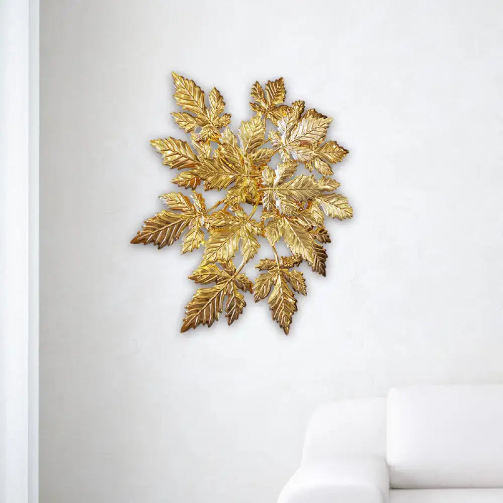 Gold Maple 6-Light Wall Sconce by Decorbites with a gold leaf maple motif on a light wall on Tampa Home & Garden Store