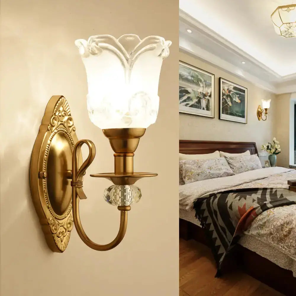 Contemporary Gold Frosted Glass Petal Wall Lamp
