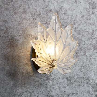 Gold Crystal Maple Leaf Wall Sconce with warm glow by Decorbites on Tampa Home & Garden Store