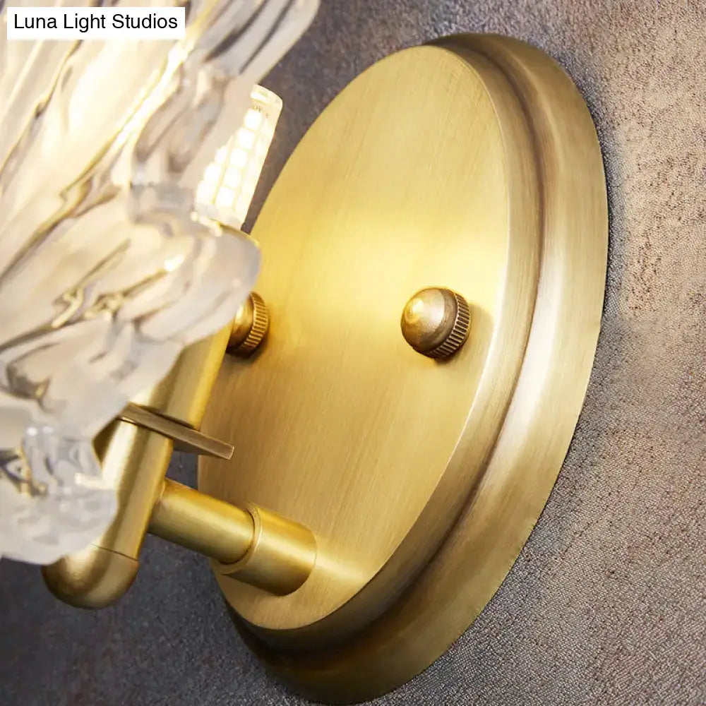 Gold crystal maple leaf wall sconce with brass backplate by Decorbites on Tampa Home & Garden Store