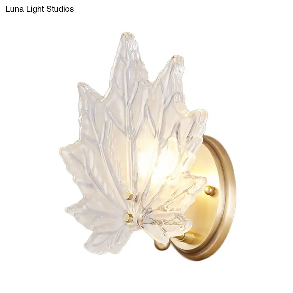 Gold Crystal Maple Leaf Wall Sconce with brass mount by Decorbites on Tampa Home & Garden Store
