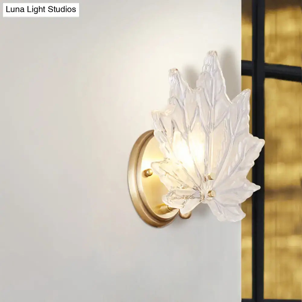 Gold Crystal Maple Leaf Wall Sconce with brass mount by Decorbites on Tampa Home & Garden Store