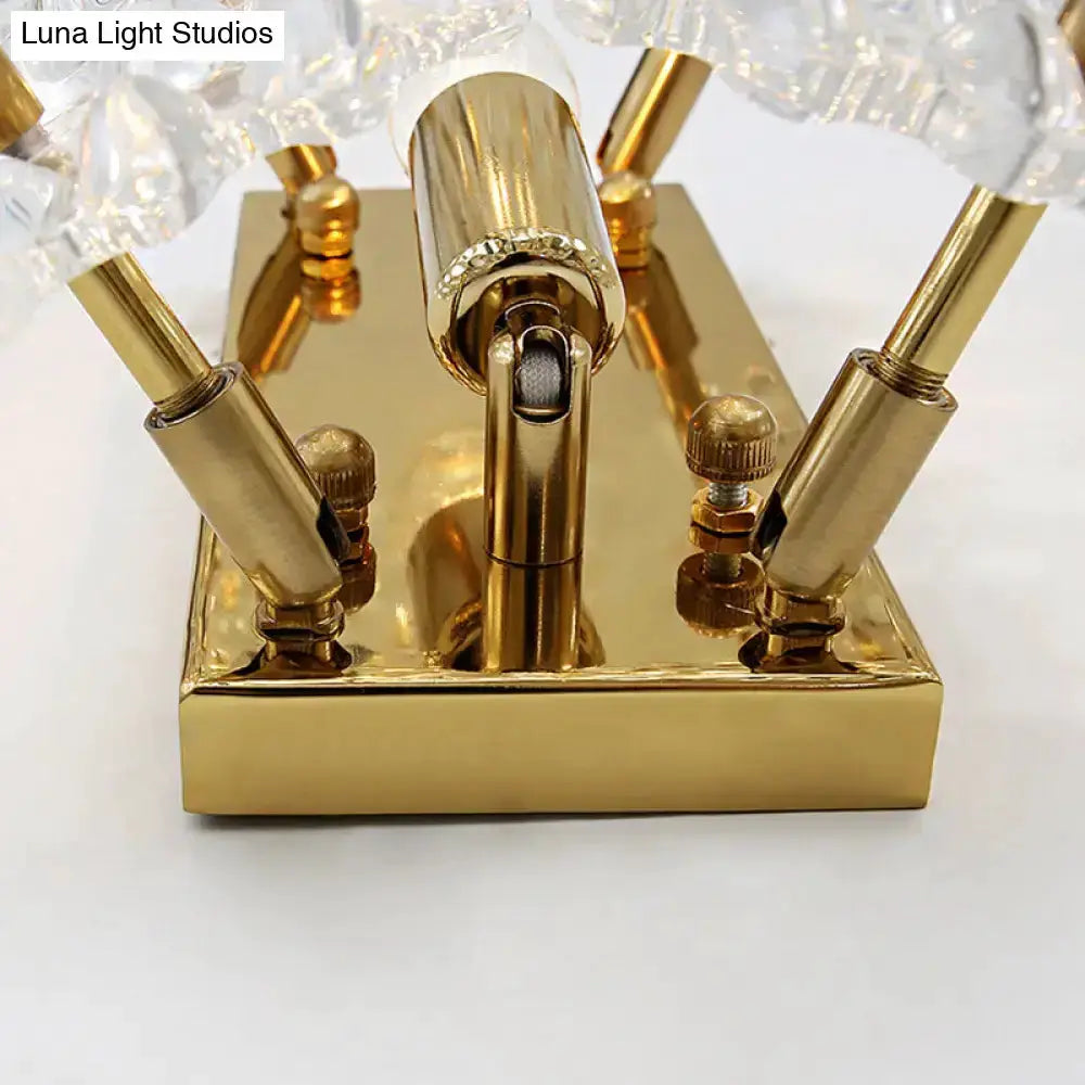 Contemporary gold metal wall light fixture with clear crystal accents hallway by Decorbites on Tampa Home & Garden Store