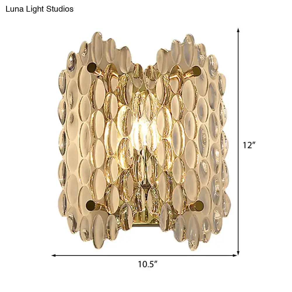 Gold metal crystal wall sconce with clear disc panels for hallway lighting Decorbites on Tampa Home & Garden Store