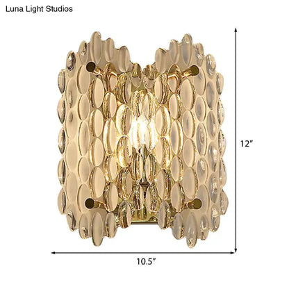Gold metal crystal wall sconce with clear disc panels for hallway lighting Decorbites on Tampa Home & Garden Store