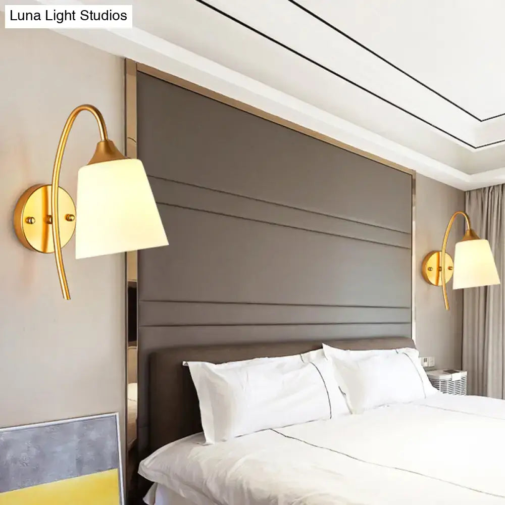 Gold milk glass tapered bedroom sconce pair with brass mounts by Decorbites on Tampa Home & Garden Store