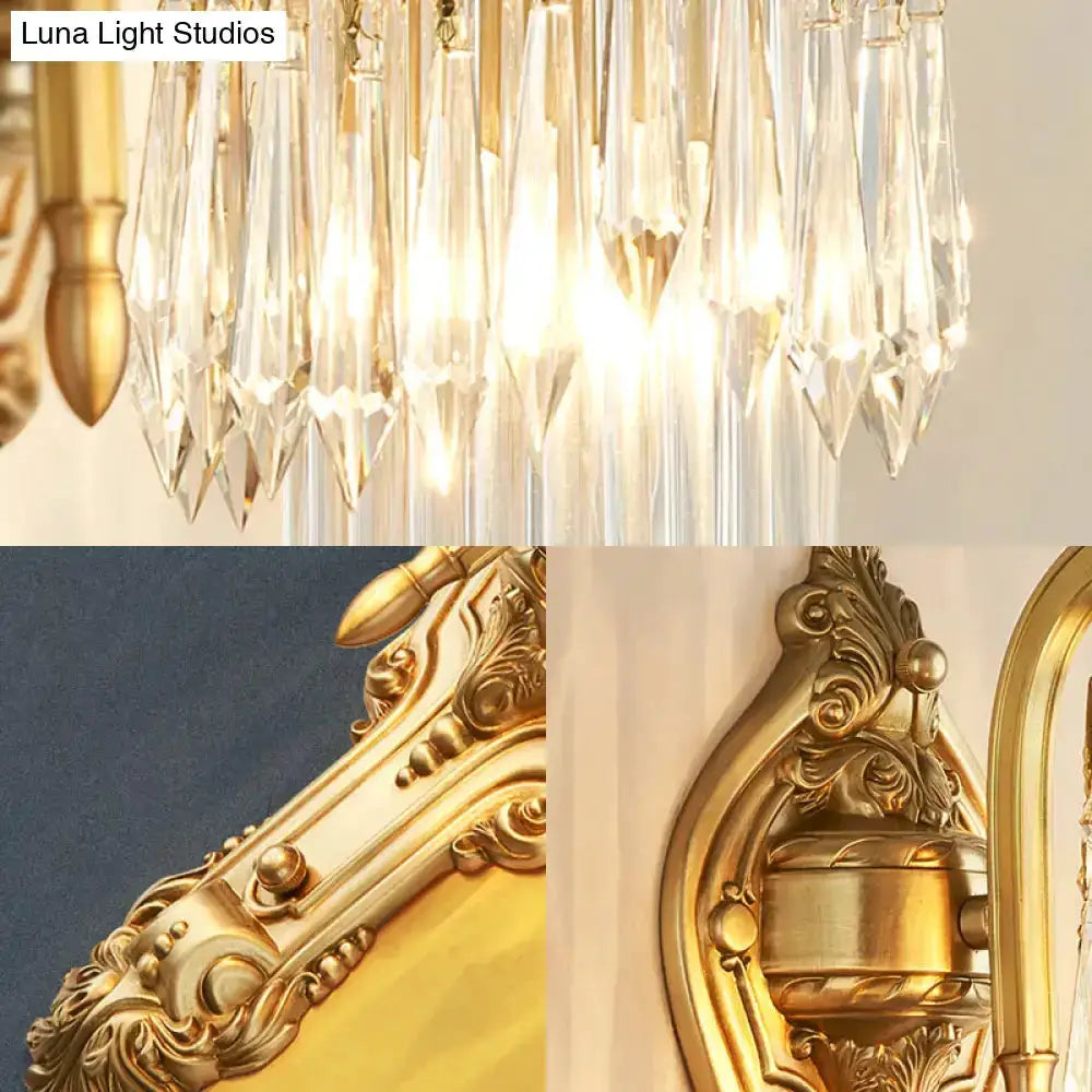 Decorbites contemporary gold wall lamp with clear crystal prisms for corridor on Tampa Home & Garden Store