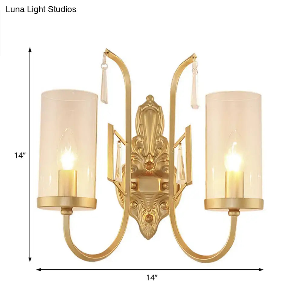 Gold clear glass sconce 2-light with ornate brass backplate and dual curved arms Decorbites on Tampa Home & Garden Store