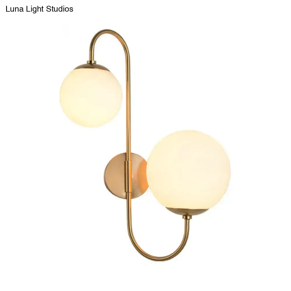 Gold opal globe 2-light wall sconce by Decorbites, brass finish and dual globes on Tampa Home & Garden Store