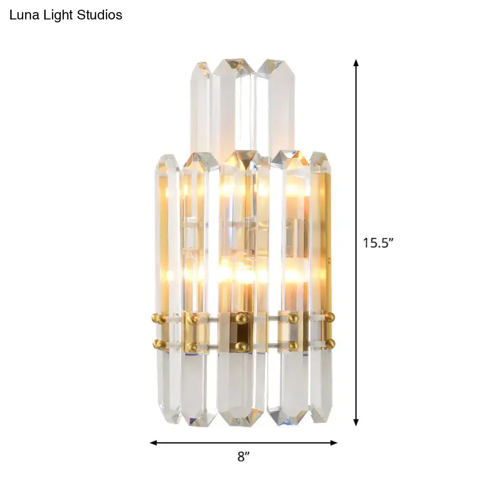 Gold crystal dual-tier dining wall sconce by Decorbites with brass-gold finish and crystal prisms on Tampa Home & Garden Store