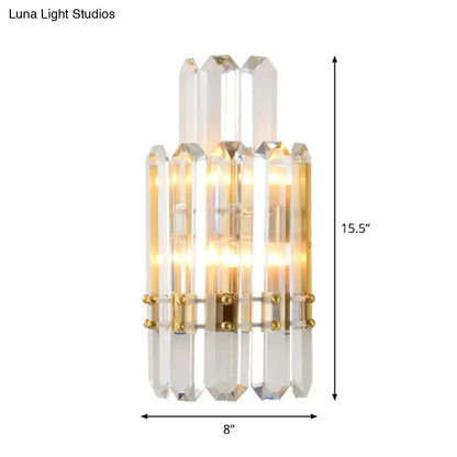 Gold crystal dual-tier dining wall sconce by Decorbites with brass-gold finish and crystal prisms on Tampa Home & Garden Store