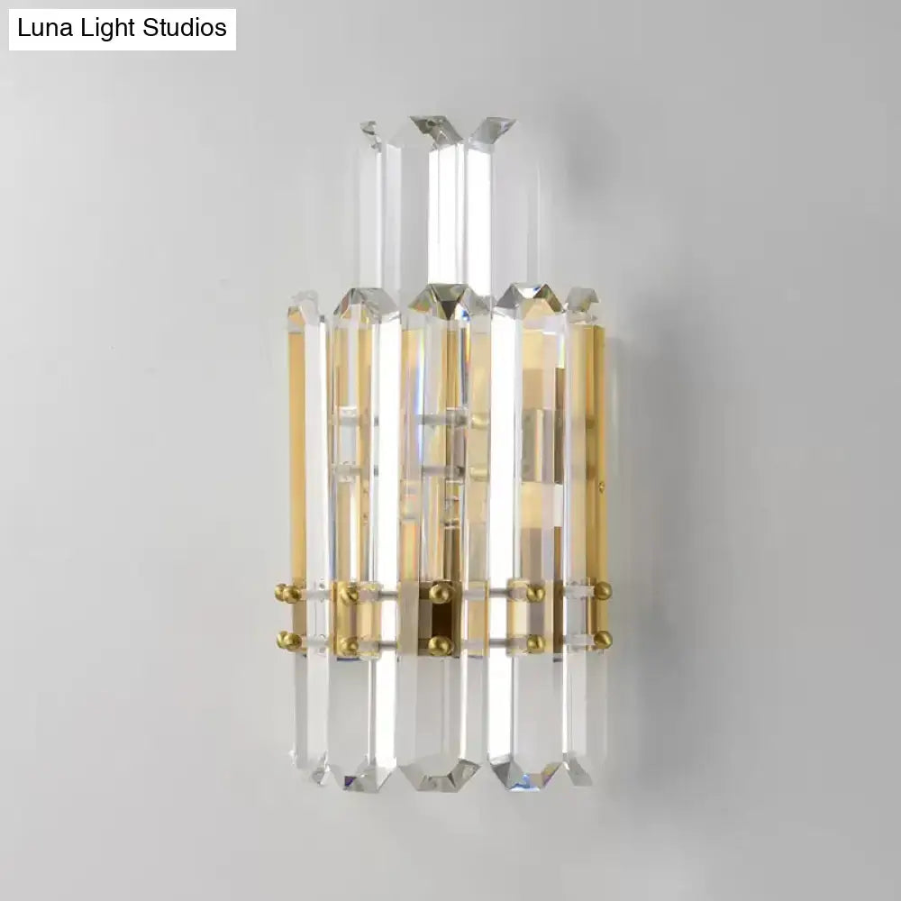 Gold Crystal Dual-Tiered Dining Wall Sconce by Decorbites with clear prisms on Tampa Home & Garden Store
