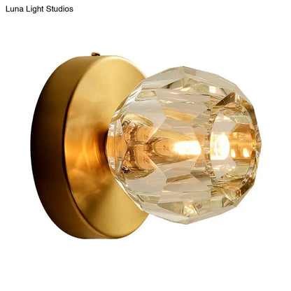 Gold faceted wall lamp with crystal bulb cover and brass backplate Decorbites on Tampa Home & Garden Store