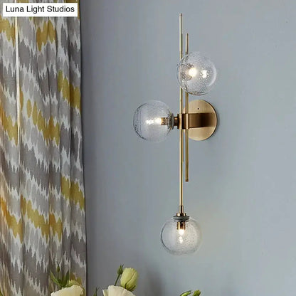 Brass and Glass Green Globe Wall Sconce Lamp